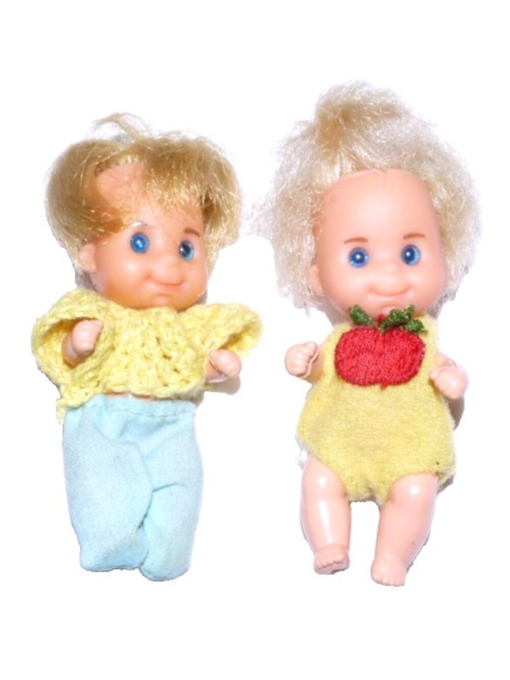 Vintage Sunshine baby doll set of two 3" tiny dolls Mattel 1973 Taiwan